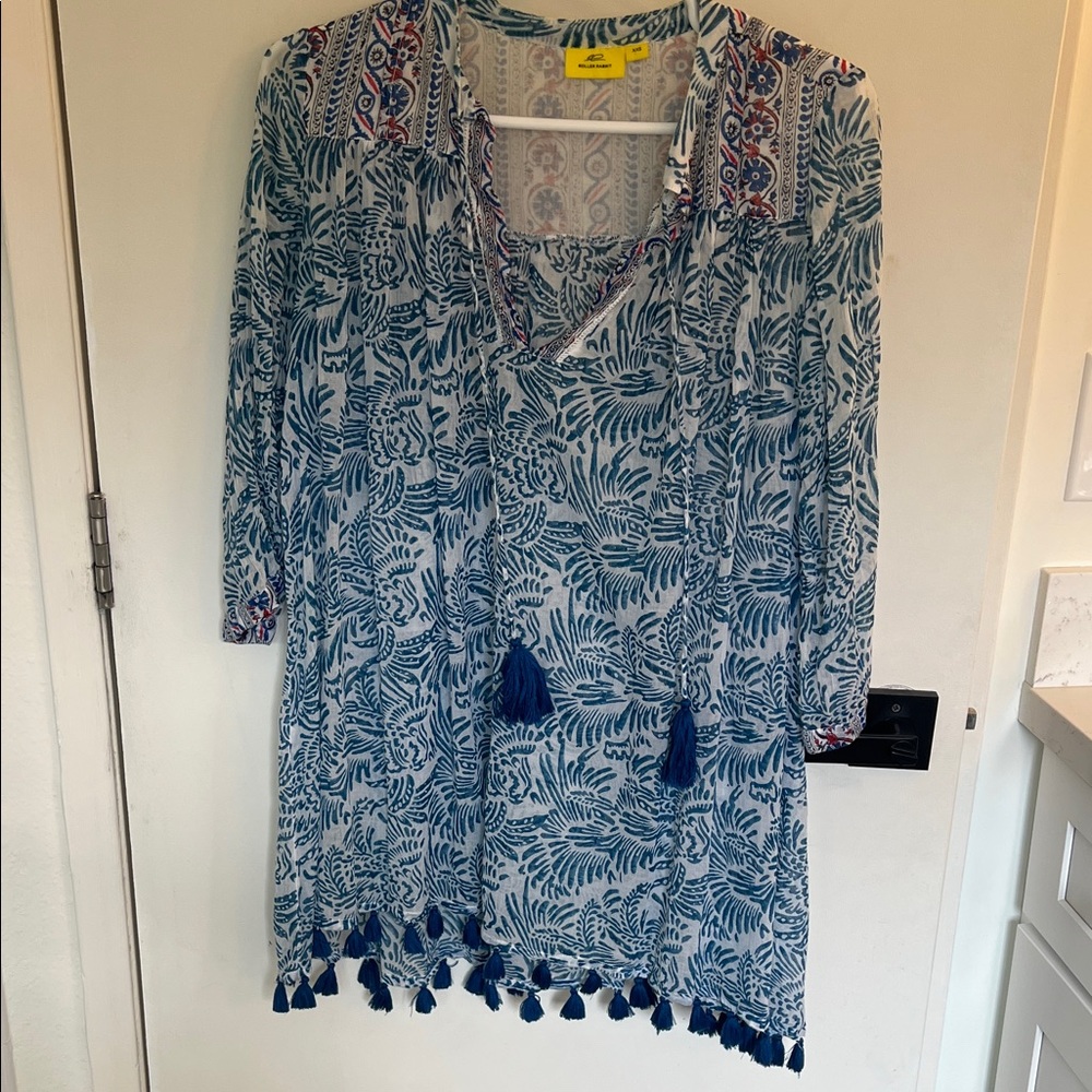 Roller Rabbit Blue and White Patterned Top
